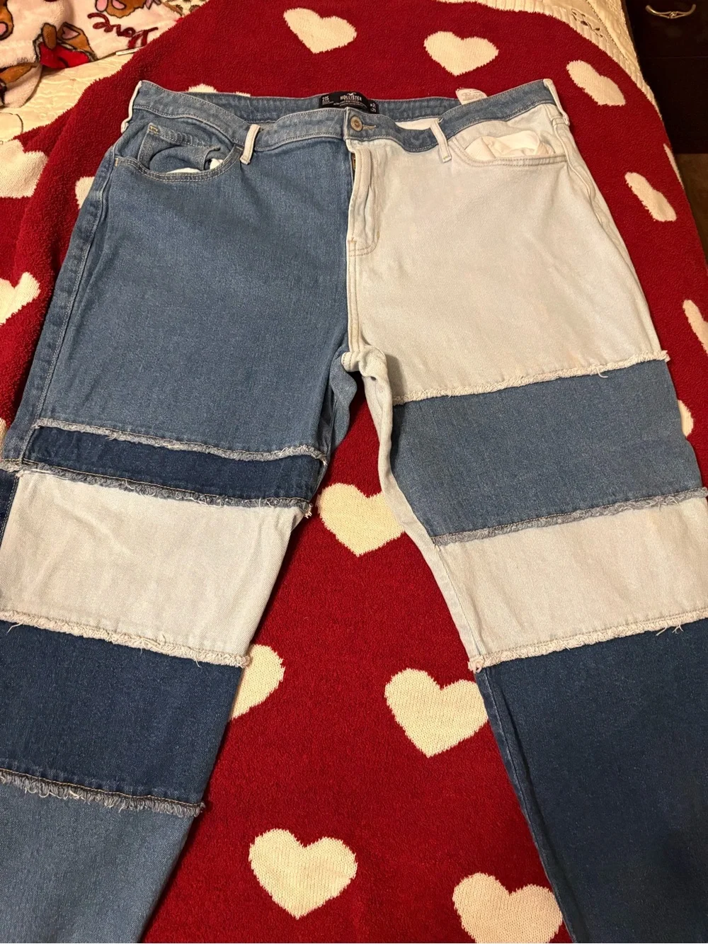 Hollister Two-Tone Patchwork Blue Jeans
